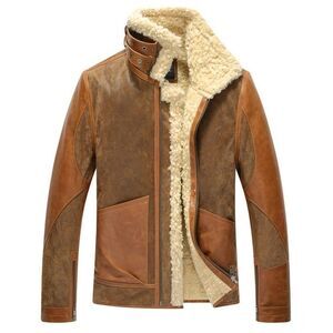 Men's Brown Shearling Bomber Jacket